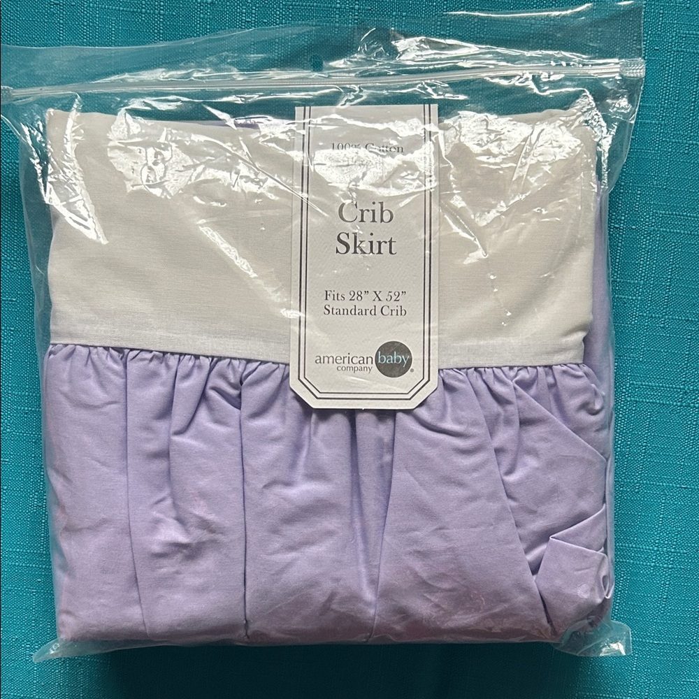 American Baby Company Purple and White Crib Skirt